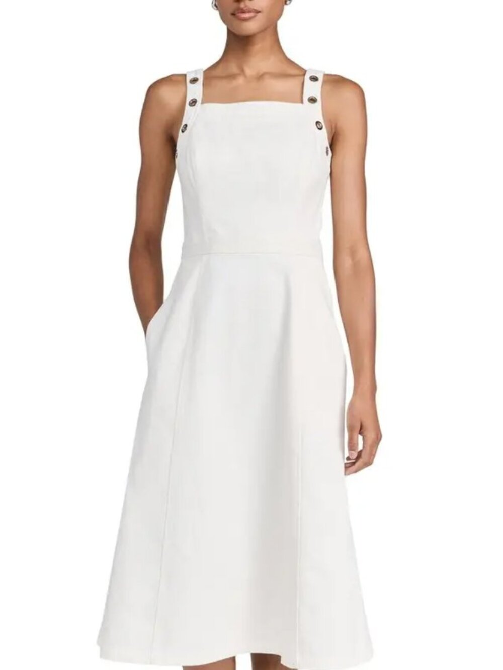 NWT SHOSHANNA Fernanda Denim Midi Dress In Ivory